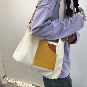 Stylish Cream and Yellow Shoulder Bag